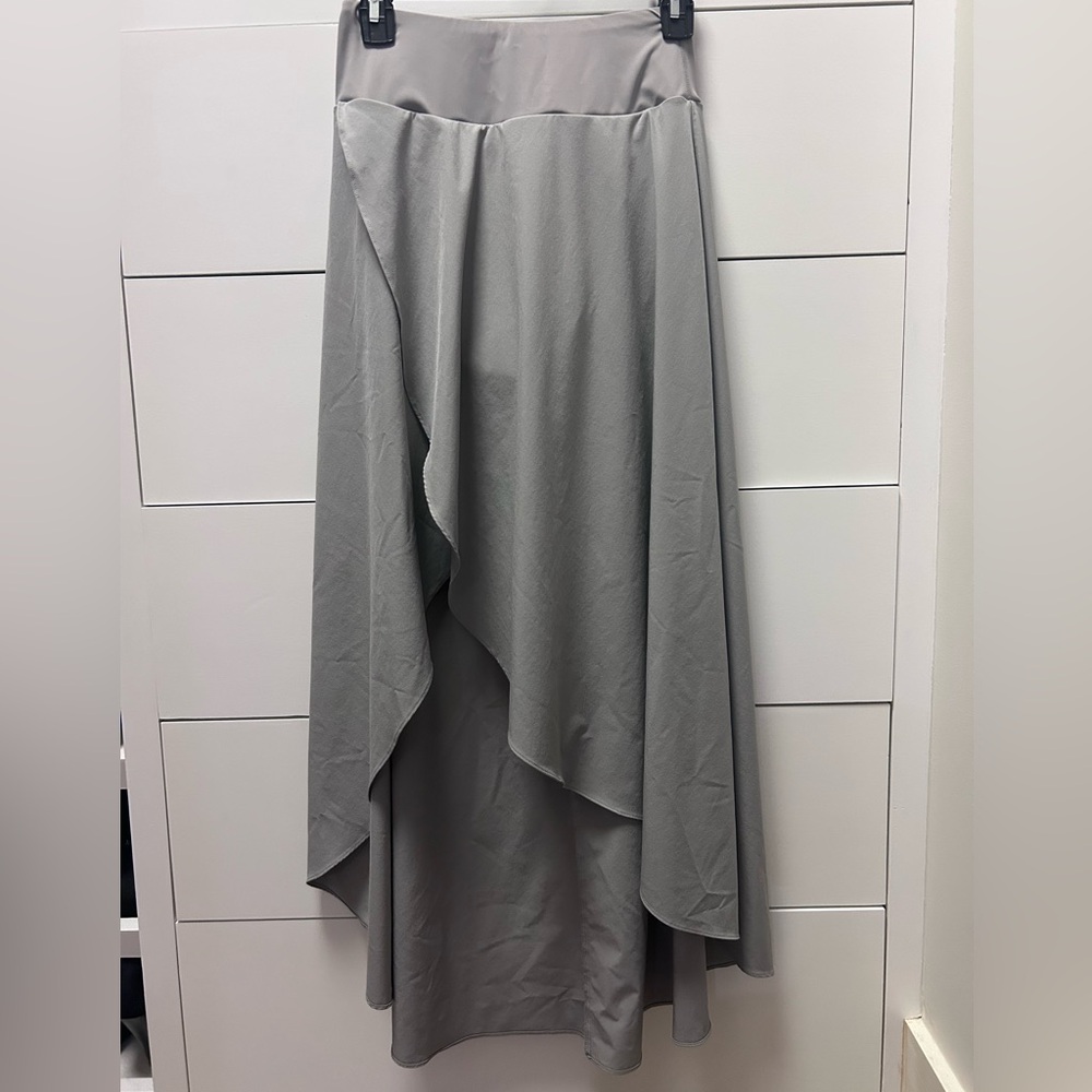 High Waisted High Low Ruffle 2-in-1 Flowy Quick Dry Casual Regular Maxi Skirt